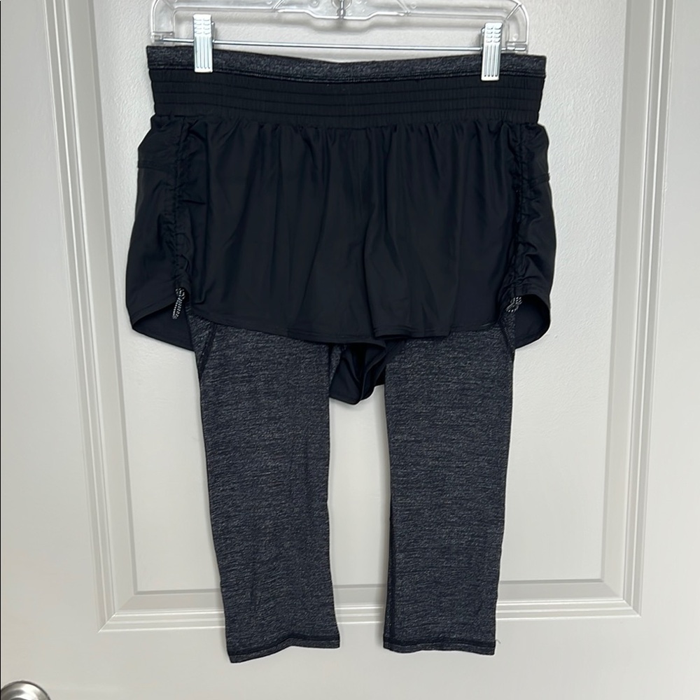 Athleta Black Shorts with Heathered Grey Crop Leggings